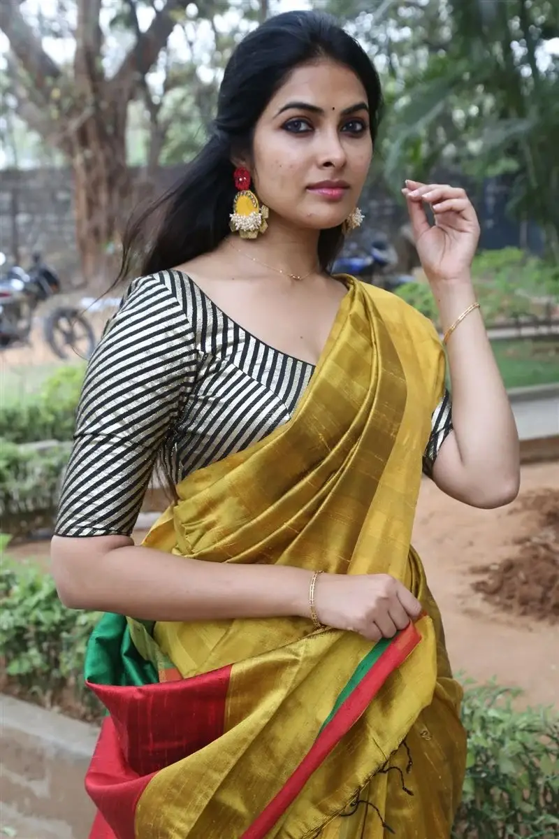 ACTRESS DIVI VADTHYA IN YELLOW SAREE AT LAMBASINGI MOVIE MEET 3